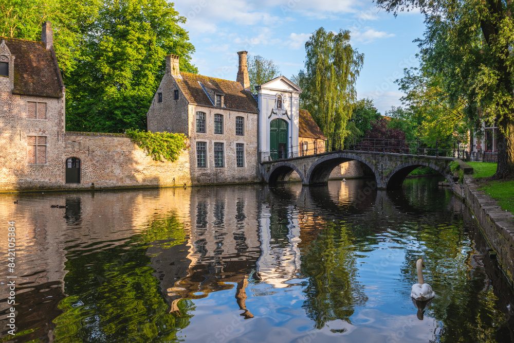 Obraz premium Princely beguinage Ten Wijngaerde, the only preserved beguinage in the Belgian city of Bruges.