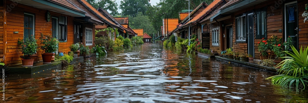 Urban inundation: Private houses submerged, an unfolding environmental crisis Urban inundation: Private houses submerged, an unfolding environmental crisis