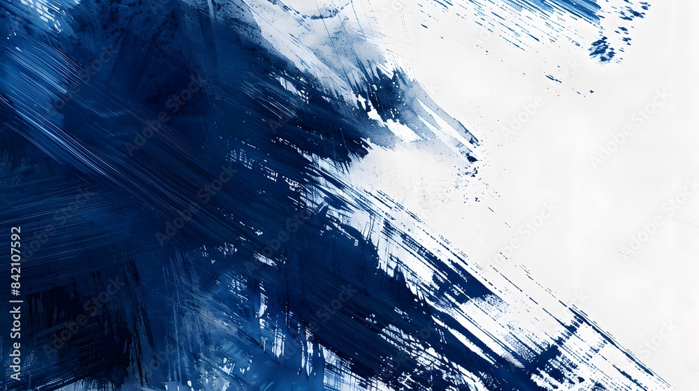 Abstract navy blue and white background with grunge brush strokes