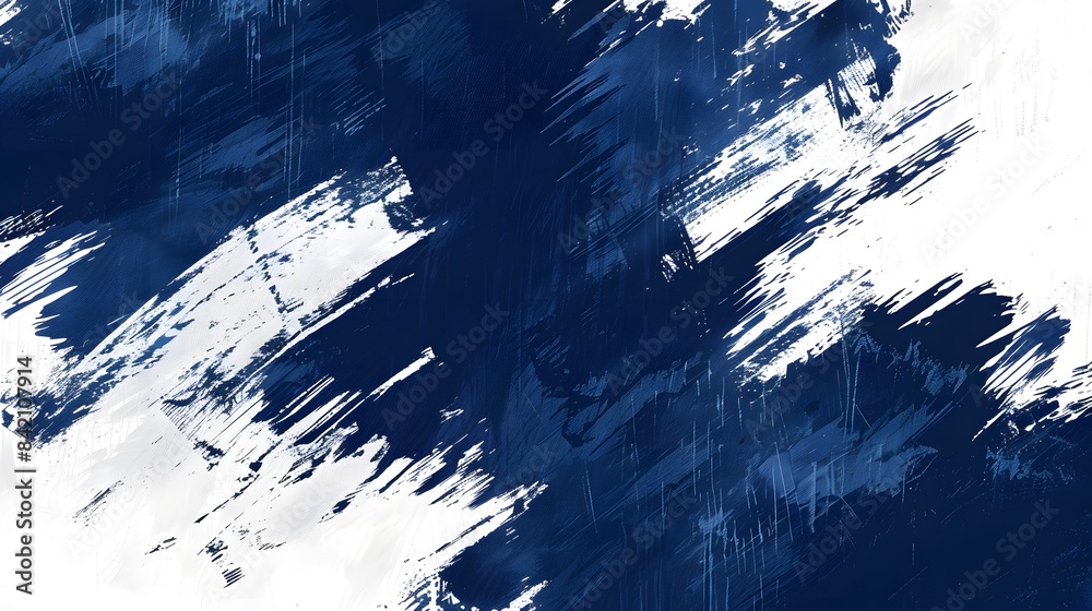 Abstract navy blue and white background with grunge brush strokes