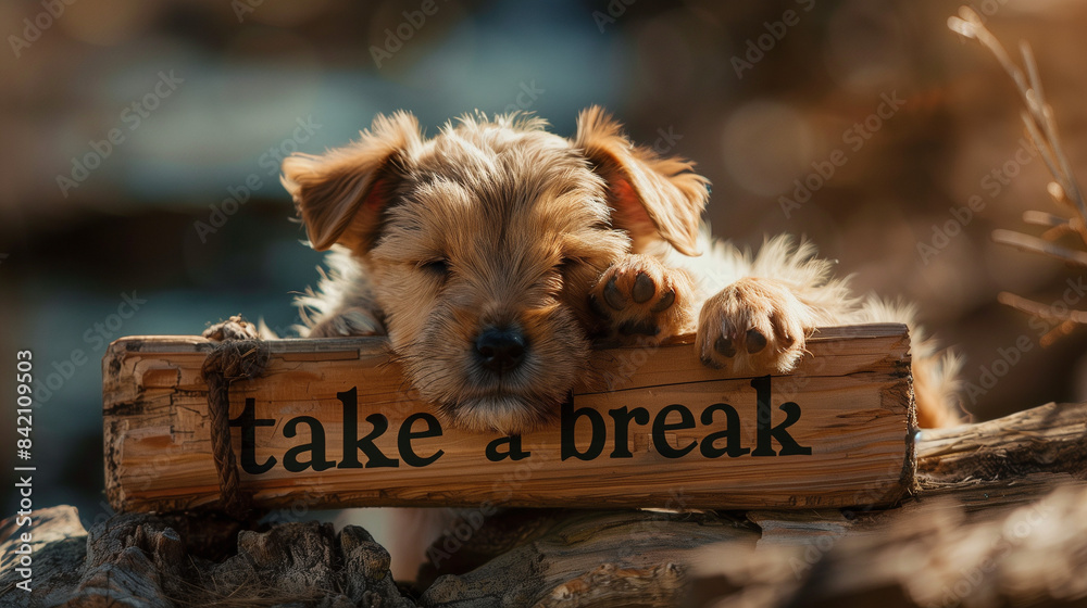 Fototapeta premium puppy taking a break