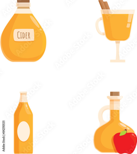 Collection of cider illustrations with a variety of seasonal, nonalcoholic, and delicious vector designs for packaging, labels, and digital art