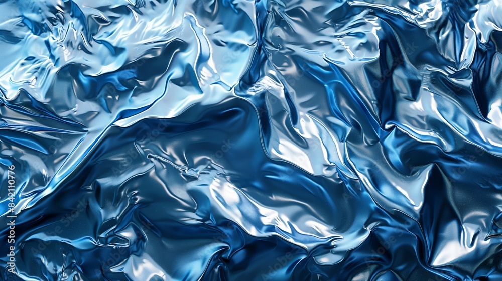 Metallic foil, blue tones, strong reflection and metal texture. Metallic foil, blue tones, strong reflection and metal texture.