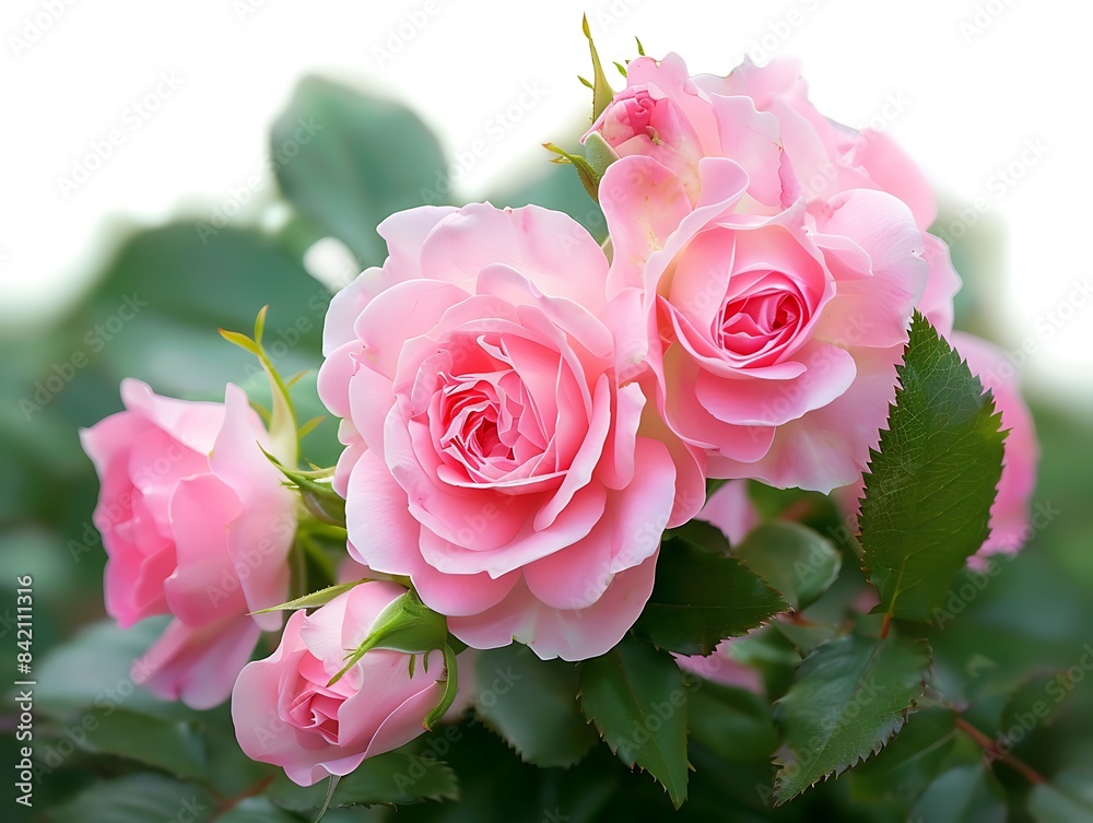 Fototapeta premium バラpink rose flowers in a floral arrangement isolated on white or transparent background 