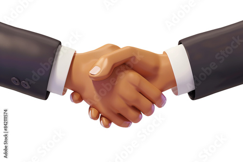 A PNG image presents a 3D-rendered business handshake sticker