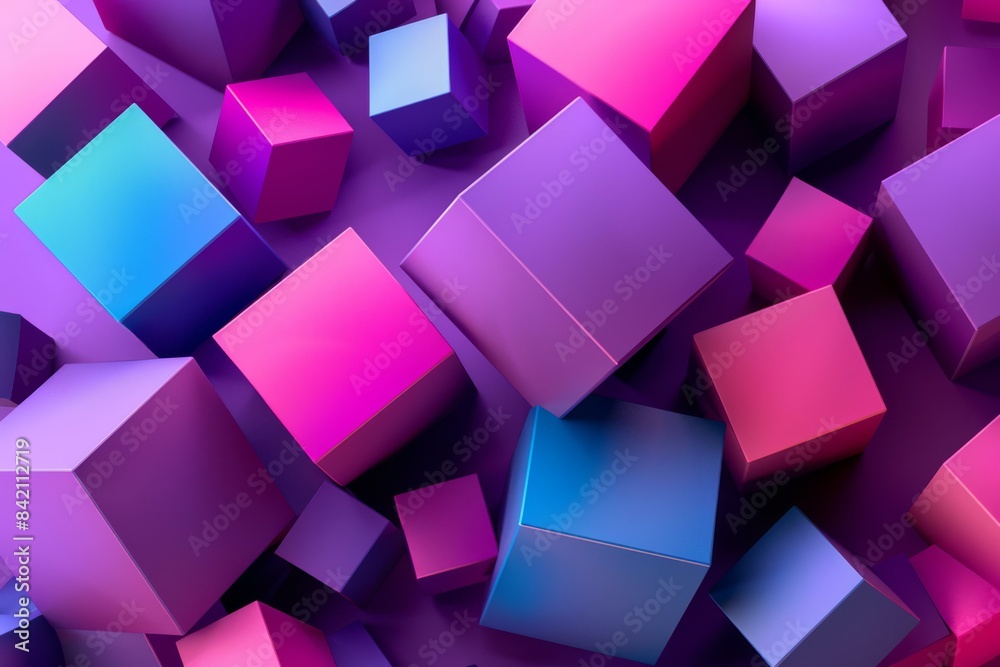 Colorful 3D Geometric Shapes Background, Abstract Design Colorful 3D Geometric Shapes Background, Abstract Design