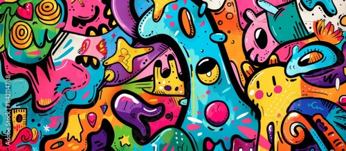 Wallpaper Mural Colorful graffiti art design bright and cheerful background. Torontodigital.ca