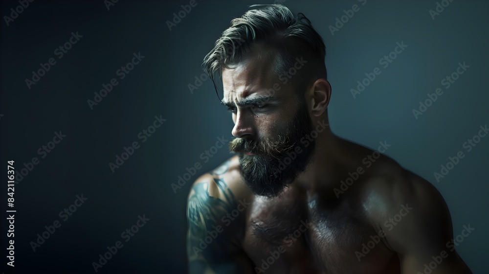 Captivating Portrait Of Bearded Fit Muscular Man Embracing His Masculinity (Generative AI) Captivating Portrait Of Bearded Fit Muscular Man Embracing His Masculinity (Generative AI)