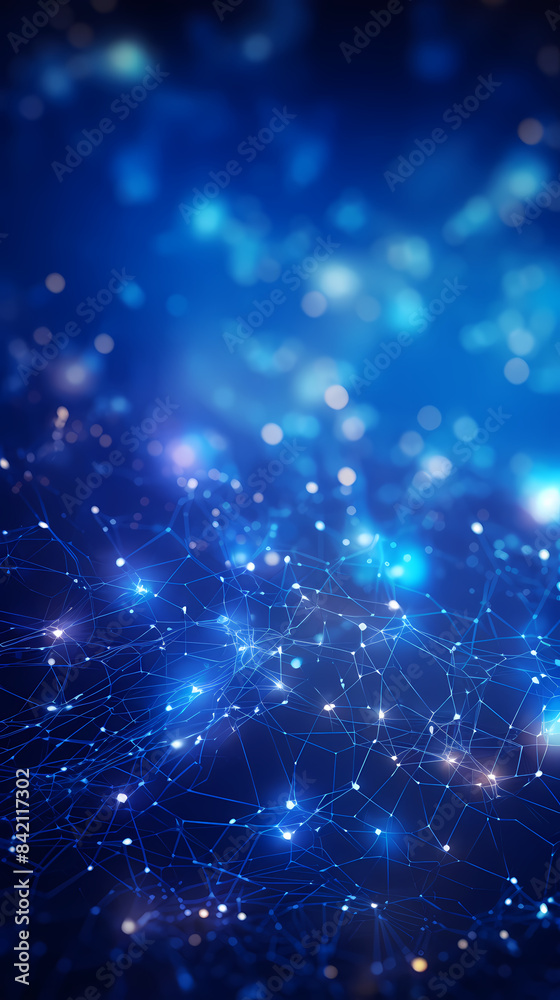 Fototapeta premium Glowing connections and network dots on blue background