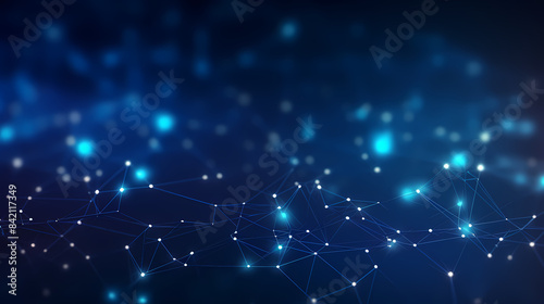 Glowing connections and network dots on blue background