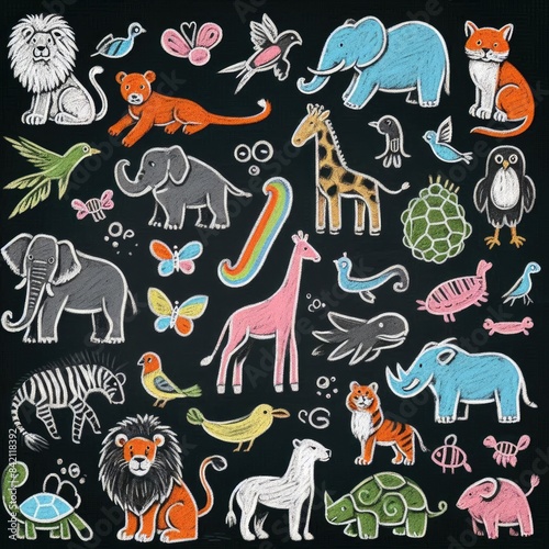 Animal Adventure: Chalk Drawing Bringing Zoo Animals to Life