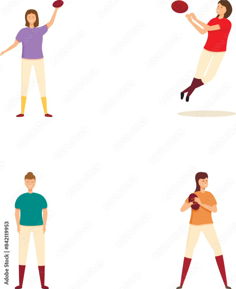 Four illustrations of individuals participating in different athletic exercises and sports Four illustrations of individuals participating in different athletic exercises and sports