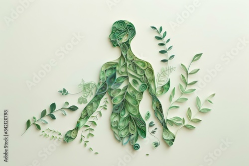 Wallpaper Mural Eco-Friendly Human Silhouette Made of Green Leaves, Environmental Concept Torontodigital.ca