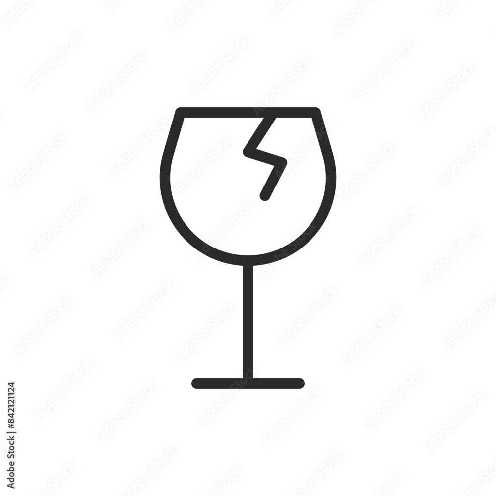 Broken glass, linear style icon. Fragile glass. Editable stroke width Broken glass, linear style icon. Fragile glass. Editable stroke width