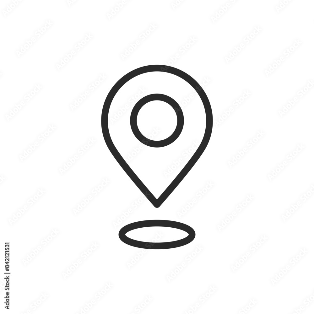 Location pin with shadow, linear style icon. specific geographic location with a shadow effect indicating depth. Editable stroke width Location pin with shadow, linear style icon. specific geographic location with a shadow effect indicating depth. Editable stroke width