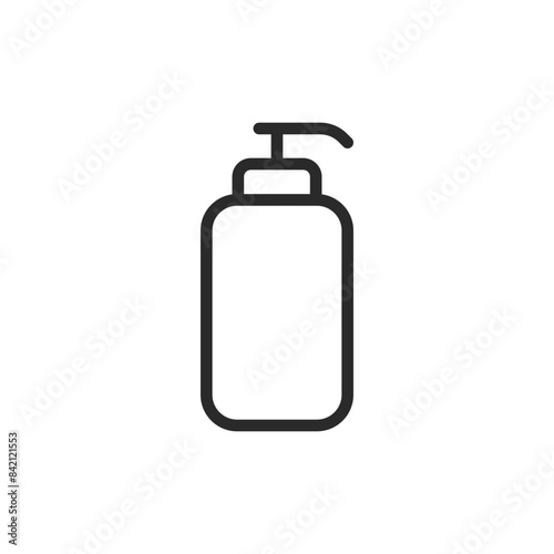 Cream jar with dispenser, linear style icon. Editable stroke width