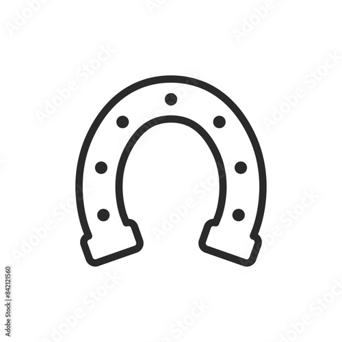 Horseshoe, linear style icon. luck and protection. Editable stroke width