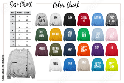 Size Color Chart Gildan 18000 Sweatshirt photo