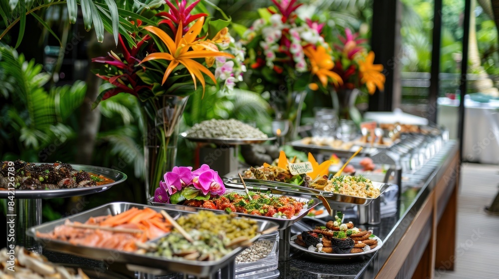 A wedding buffet setup for catering events