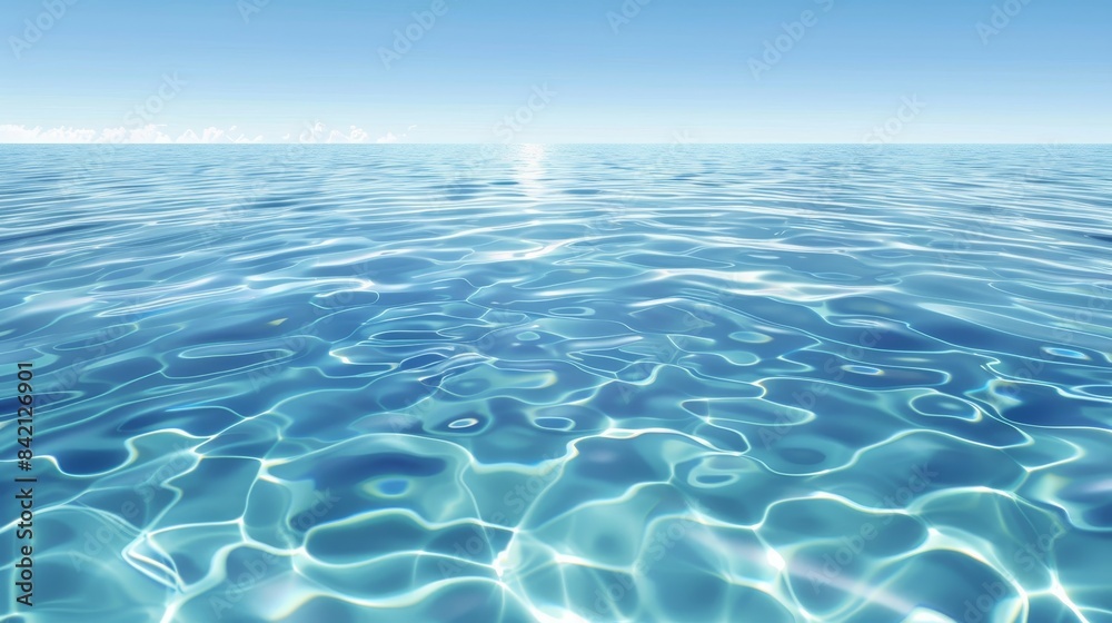 Naklejka premium Serenity in Blue Tranquil Water Reflections under a Clear Sky