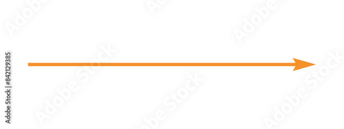 Straight orange arrow - Long orange arrow indication sign isolated on a transparent background - Vector illustration