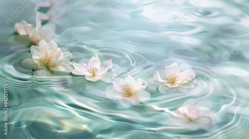 A stunning display of beautiful flowers on a tranquil water surface, creating a perfect summer or birthday background with soft colors