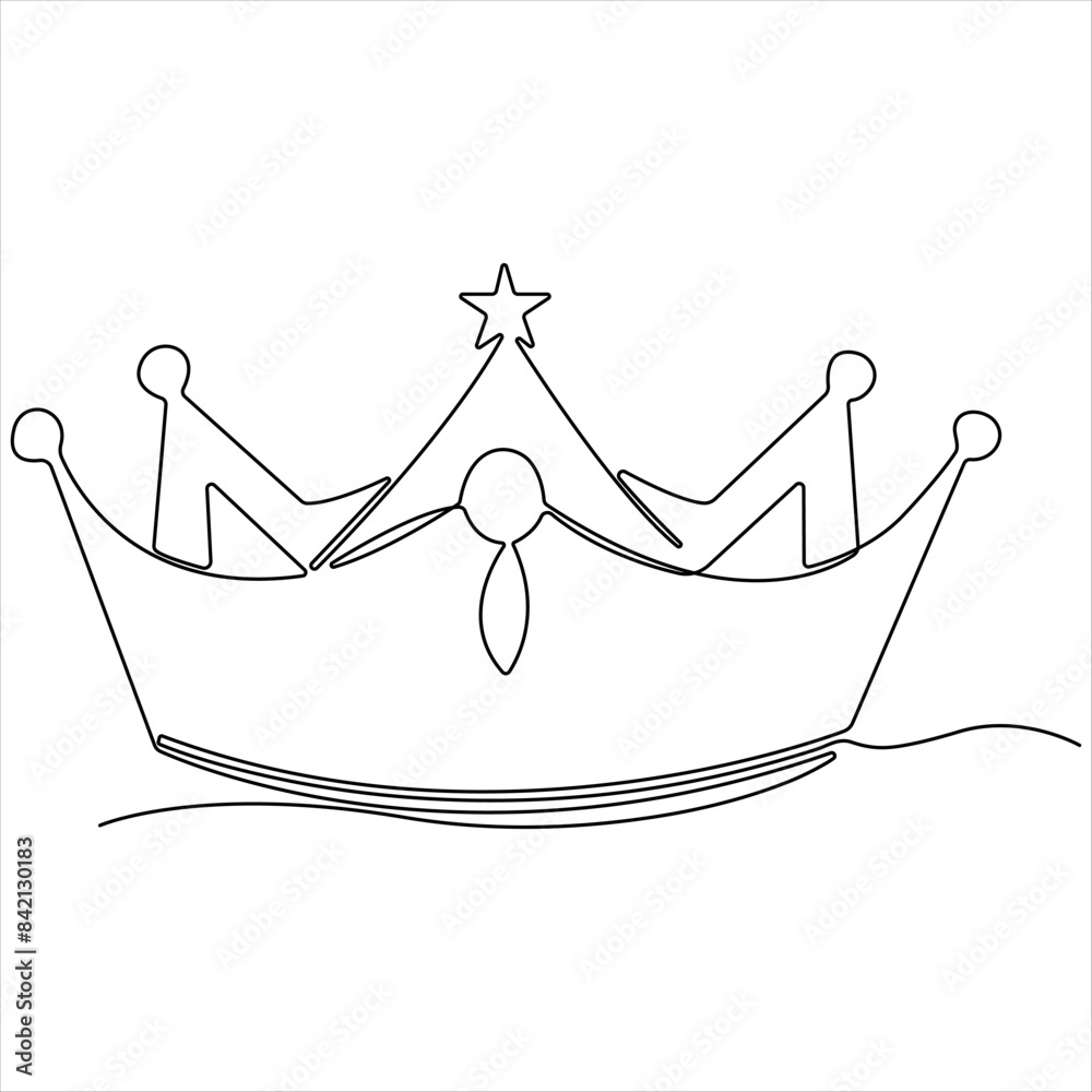 Crown continuous single line royal banner concept Line art outline minimal vector illustration Crown continuous single line royal banner concept Line art outline minimal vector illustration