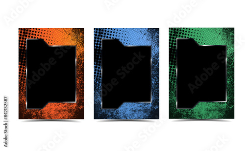 Grunge abstract texture background picture frame sport card set 