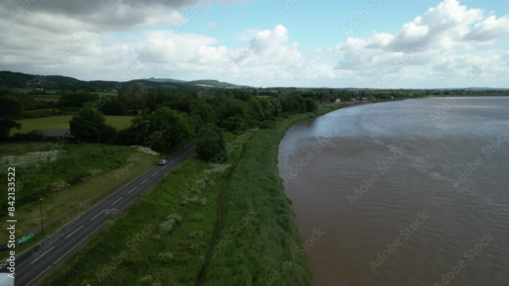 Aerial view Newnham above river severn Aerial view Newnham above river severn