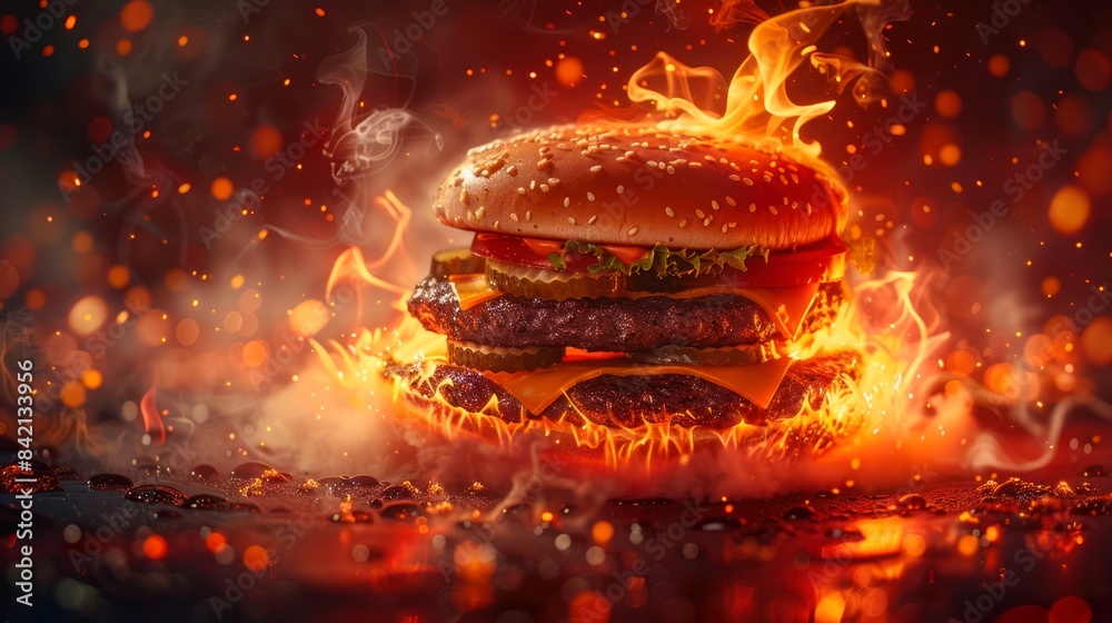 Photo of a beef burger sandwich Photo of a beef burger sandwich