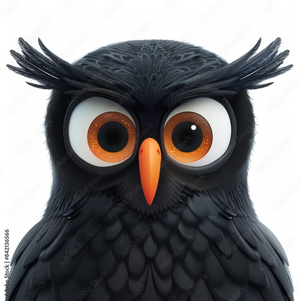 Fototapeta premium Owl face icon. Close-up Funny Portrait of owl.