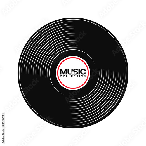 gramophone vinyl record with label. Music collection. old technology, retro sound design. vector illustration, isolated on white background