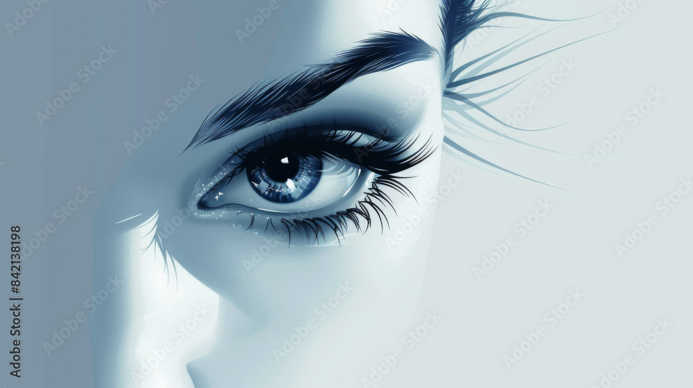 Fototapeta premium A stylized blue eye with an artistic design, showcasing unique creative elements and visual appeal.