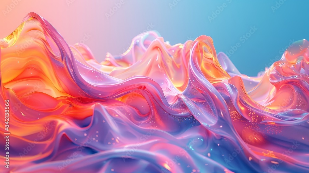 A colorful, abstract painting of a wave with a blue background A colorful, abstract painting of a wave with a blue background