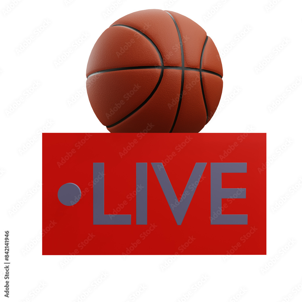 3 D illustration of basketball live match icon 3 D illustration of basketball live match icon