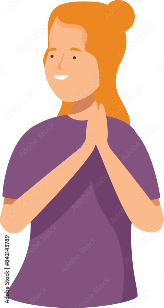 Young woman is clapping her hands together in a gesture of appreciation and gratitude Young woman is clapping her hands together in a gesture of appreciation and gratitude