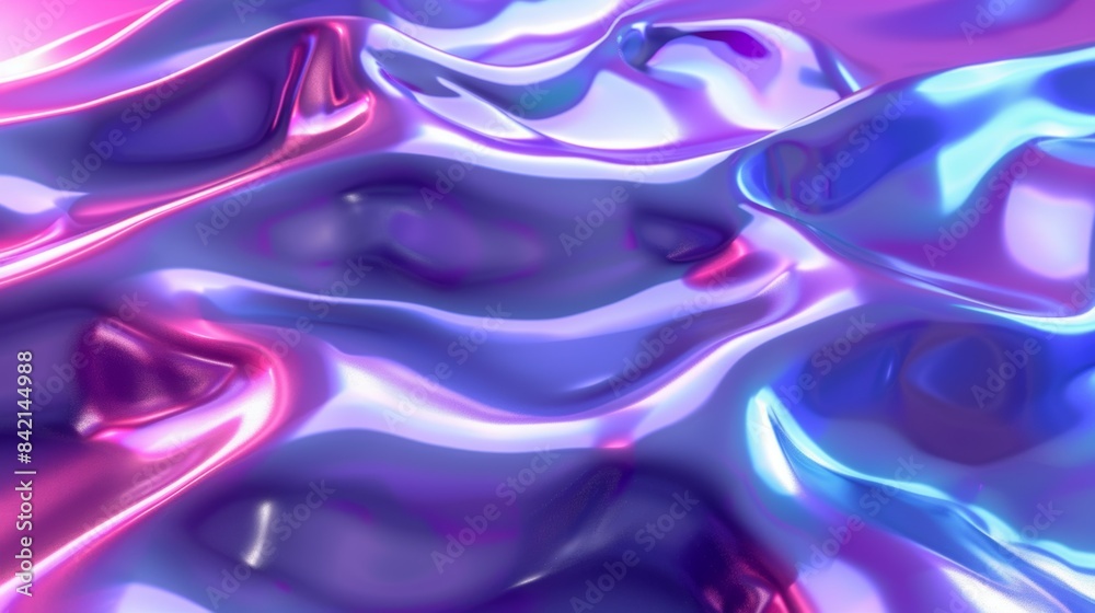 A purple and blue wave with a shiny, metallic texture A purple and blue wave with a shiny, metallic texture