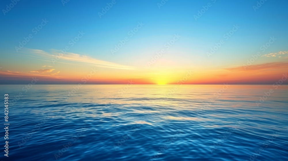 The ocean is calm and the sky is a beautiful shade of blue The ocean is calm and the sky is a beautiful shade of blue