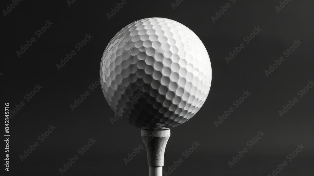 A golf ball is shown in black and white A golf ball is shown in black and white