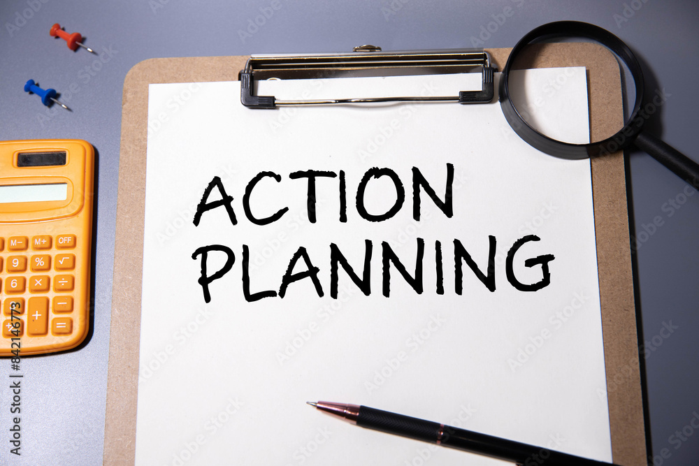 Business Action Plan text on yellow sticker. on a notepad on the desktop Business Action Plan text on yellow sticker. on a notepad on the desktop