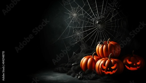 Halloween Pumpkin Decoration with Spiders