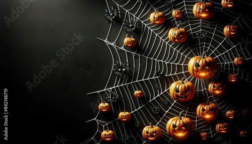Spooky Night with Pumpkins and Spiders