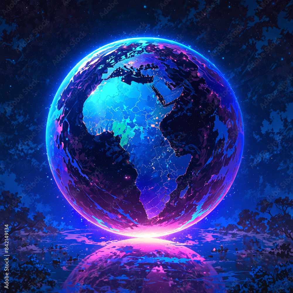 Obraz premium image of planet earth in psychedelic version - climate change concept