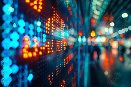 Wallpaper Mural LED screen with stock data and city lights Torontodigital.ca