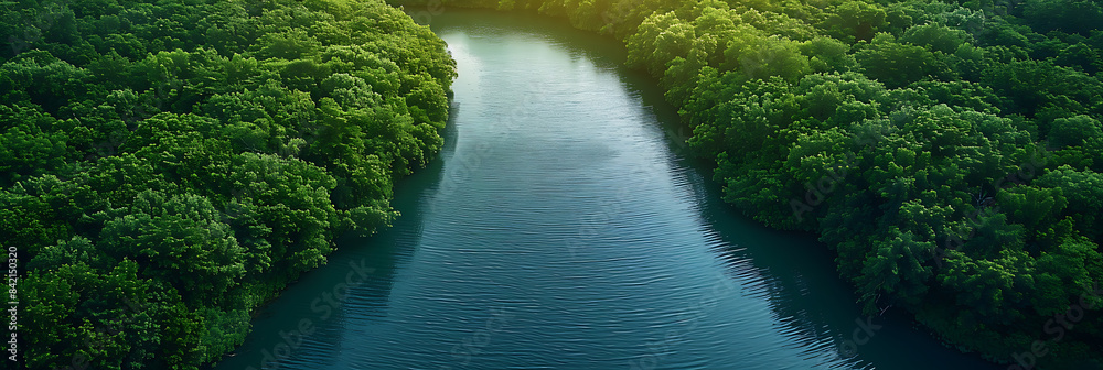 Serene Aerial View of Intimate Landscape in Vibrant Greenery and Turquoise Waters Serene Aerial View of Intimate Landscape in Vibrant Greenery and Turquoise Waters