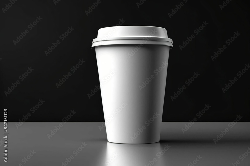 Mockup of take away paper coffee cup white with space for test black background. Product shot of a blank coffee cup, disposable coffee cup on a desk, beverage branding. Marketing mockup Mockup of take away paper coffee cup white with space for test black background. Product shot of a blank coffee cup, disposable coffee cup on a desk, beverage branding. Marketing mockup