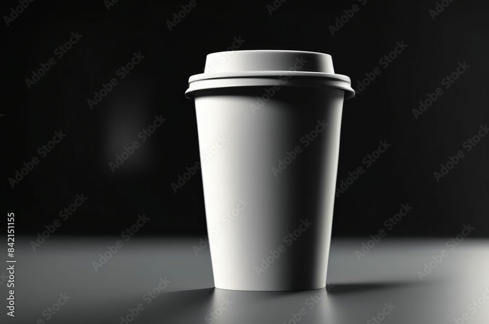 Mockup of take away paper coffee cup white with space for test black background. Product shot of a blank coffee cup, disposable coffee cup on a desk, beverage branding. Marketing mockup Mockup of take away paper coffee cup white with space for test black background. Product shot of a blank coffee cup, disposable coffee cup on a desk, beverage branding. Marketing mockup