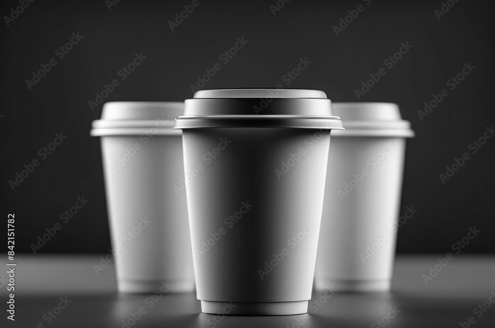 Mockup of take away three paper coffee cup black with space for test. Product shot of a blank coffee cup, disposable coffee cup on a desk, beverage branding. Marketing mockup Mockup of take away three paper coffee cup black with space for test. Product shot of a blank coffee cup, disposable coffee cup on a desk, beverage branding. Marketing mockup