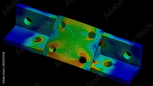 Mechanic simulation engineering - Mechanical part Displacement and stress finite element analysis
