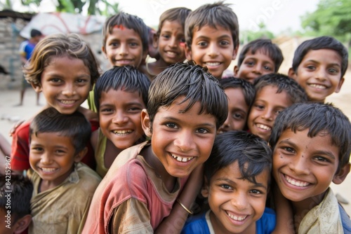 Group of Indian children in the village.